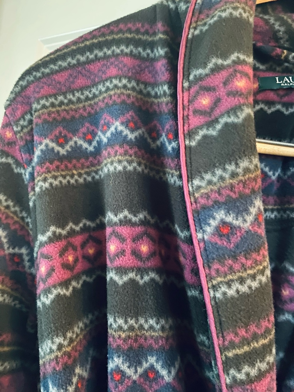 Lauren Ralph Lauren Women's Geometric Southwest Aztec Print Fleece Robe M - Picture 4 of 5